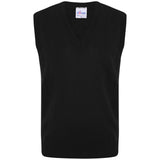 School Uniform Unisex Boys Girls Kids V Neck Knitted Sleeveless Tank Top Jumper -Black