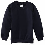 Kids Children Unisex School Uniform Plain Fleece Sweat Shirt Navy Blue