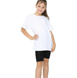 T Shirt White School PE  100% Cotton Tee Crew Neck Unisex Girls Kids Children