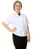 Revere Collar Blouse School Uniform Shirts White Short Sleeve For Kids Girls