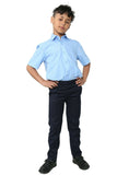 Boys Pull Up Elasticated Back School Trousers Easy Wear -Navy Age 2-10