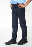 Boys Pull Up Elasticated Back School Trousers Easy Wear -Navy Age 2-10
