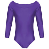 School Uniform of Kids Girls Leotard Long Sleeve Sports Gymnastics Ballet Dance -Purple