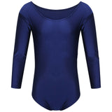 School Uniform Leotard Long Sleeve Sports Gymnastics Ballet Dance -Navy Blue For Kids & Girls