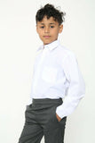 Boys White Long Sleeve Shirt Kids School Uniform Polycotton Durable Fabric