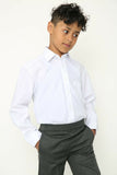 Boys White Long Sleeve Shirt Kids School Uniform Polycotton Durable Fabric