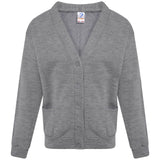 Kids Children Girls Unisex School Uniform Fleece Cardigan Button Closure Front -Grey