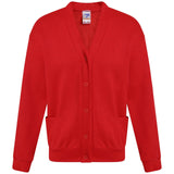 School Uniform Fleece Cardigan Button Closure Front -Red, Kids Children Girls Unisex