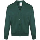 School Uniform Fleece Cardigan Button Closure Front -Green For Kids Children Girls Unisex