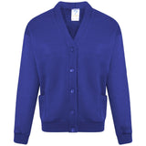 Kids Children Girls Unisex School Uniform Fleece Cardigan Button Closure Front -Royal Blue