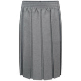 Full Box  Pleated Elasticated Waist Knee Length School Uniform Skirt for Girls -Grey