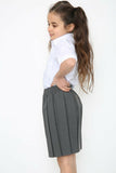 School Uniform Skirt Box Pleated Elasticated Waist -Grey For Girls