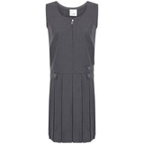 School Uniform Pleated Zip Pinny Pinafore Dress Zip Closure -Grey For Kids Girls