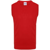 Unisex Boys Girls Kids V Neck School Uniform  Knitted Sleeveless Tank Top Jumper -Red