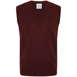 Unisex School Uniform  Boys Girls Kids V Neck Knitted Sleeveless Tank Top Jumper -Wine