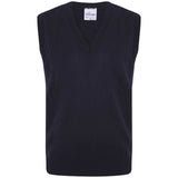 Unisex Boys Girls Kids School Uniform V Neck Knitted Sleeveless Tank Top Jumper -Navy Blue