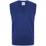 Unisex Boys  Girls Kids School Uniform V Neck Knitted Sleeveless Tank Top Jumper -RoyalBlue