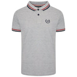 Marl Tipped Collar Contrast Stripe Polo T Shirts Cotton Rich Kids Boys  Grey